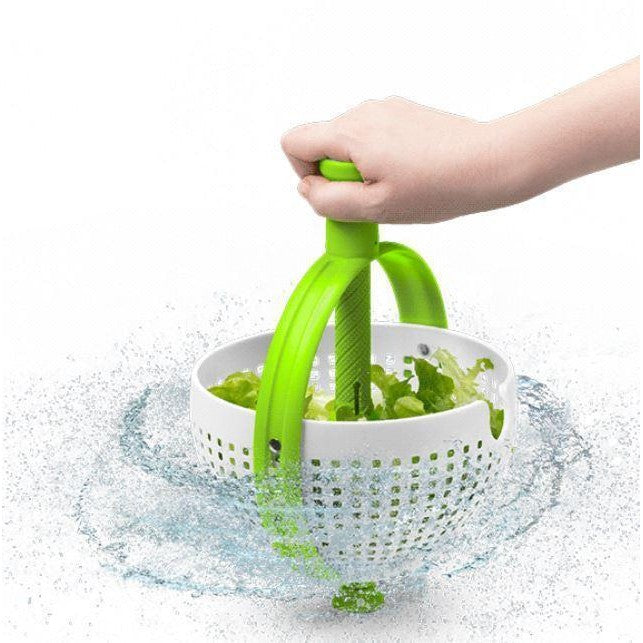 Strecuratoare multifunctionala rotativa, cu maner, material ABS, 22x12 cm, maner 18 cm, cu ventuza pentru prindere sigura, practic si usor de folosit, verde-3