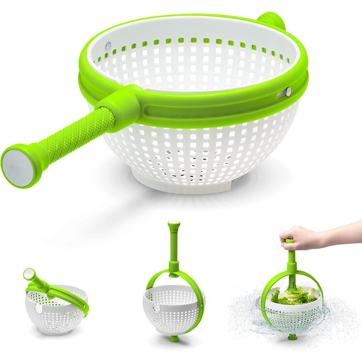 Strecuratoare multifunctionala rotativa, cu maner, material ABS, 22x12 cm, maner 18 cm, cu ventuza pentru prindere sigura, practic si usor de folosit, verde-7