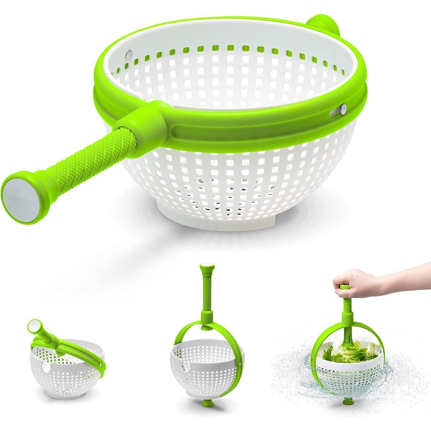 Strecuratoare multifunctionala rotativa, cu maner, material ABS, 22x12 cm, maner 18 cm, cu ventuza pentru prindere sigura, practic si usor de folosit, verde-7