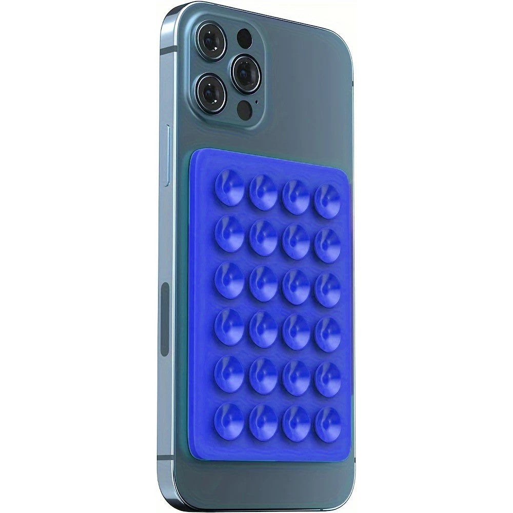 Suport Adeziv Universal, Flippy, pentru Telefon/Tableta, cu 24 Ventuze, potrivit pentru Tik-Tok/Selfie/Vizionare Video, din Silicon, 8 x 5.5 x 1 cm, Albastru-0