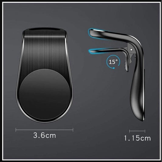 Suport auto Flippy, cu magneti puternici neodim, pentru telefon, tableta, gps, cu prindere pe grila de ventilatie, Negru-1