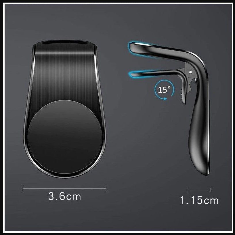 Suport auto Flippy, cu magneti puternici neodim, pentru telefon, tableta, gps, cu prindere pe grila de ventilatie, Negru-1