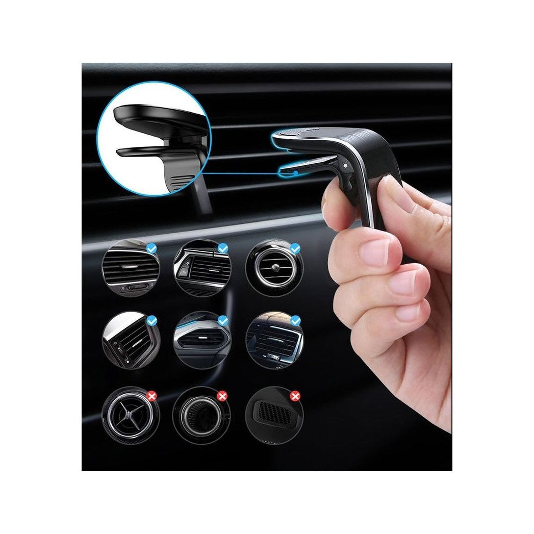 Suport auto Flippy, cu magneti puternici neodim, pentru telefon, tableta, gps, cu prindere pe grila de ventilatie, Negru-2