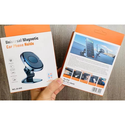 Suport Auto Magnetic Flippy 360 grade cu adeziv, 53 mm, Holder JS - 668, compatibil cu dispozitive intre 4" - 7", Ajustabil, 6 Magneti Neodymium incorporati, Negru-1