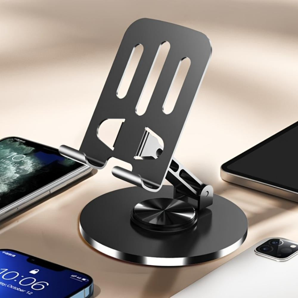 Suport de Birou pentru Telefon sau Tableta, Flippy, din Metal, Pliabil, 5.7 x 13.5 x 8.7 cm, Universal, Gri Metalic-4