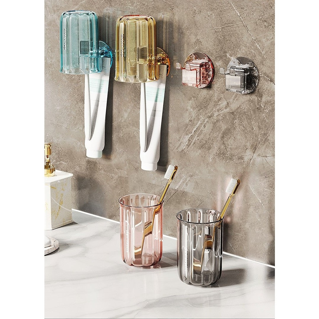 Suport Multifunctional 2 in 1, Pahar si Suport pentru Periuta de Dinti, Flippy, Plastic, Dimensiune: 10.4 x 7.3 x 7.3 cm, Roz-8