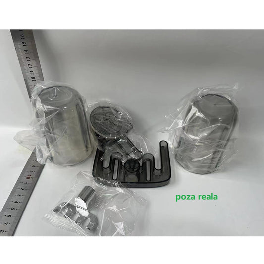 Suport Multifunctional Dublu, Pahar si Suport pentru Periuta de Dinti, Flippy, Plastic, 11 cm x 11.5 cm, Gri-1