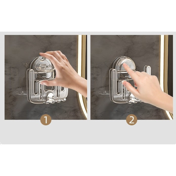 Suport Multifunctional Dublu, Pahar si Suport pentru Periuta de Dinti, Flippy, Plastic, 11 cm x 11.5 cm, Transparent-3