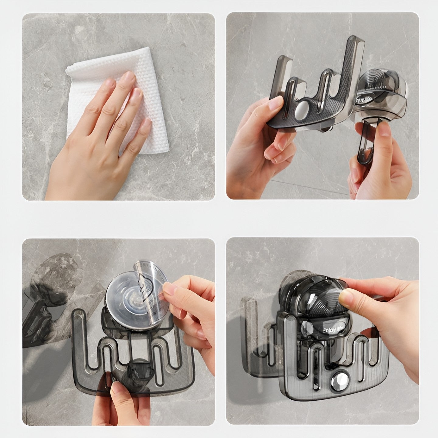Suport pentru Incaltamintea de Casa, Flippy, fara Perforare, Montare pe Perete, Prindere Adeziva, 11.6x11x4.8cm, Gri Transparent-2