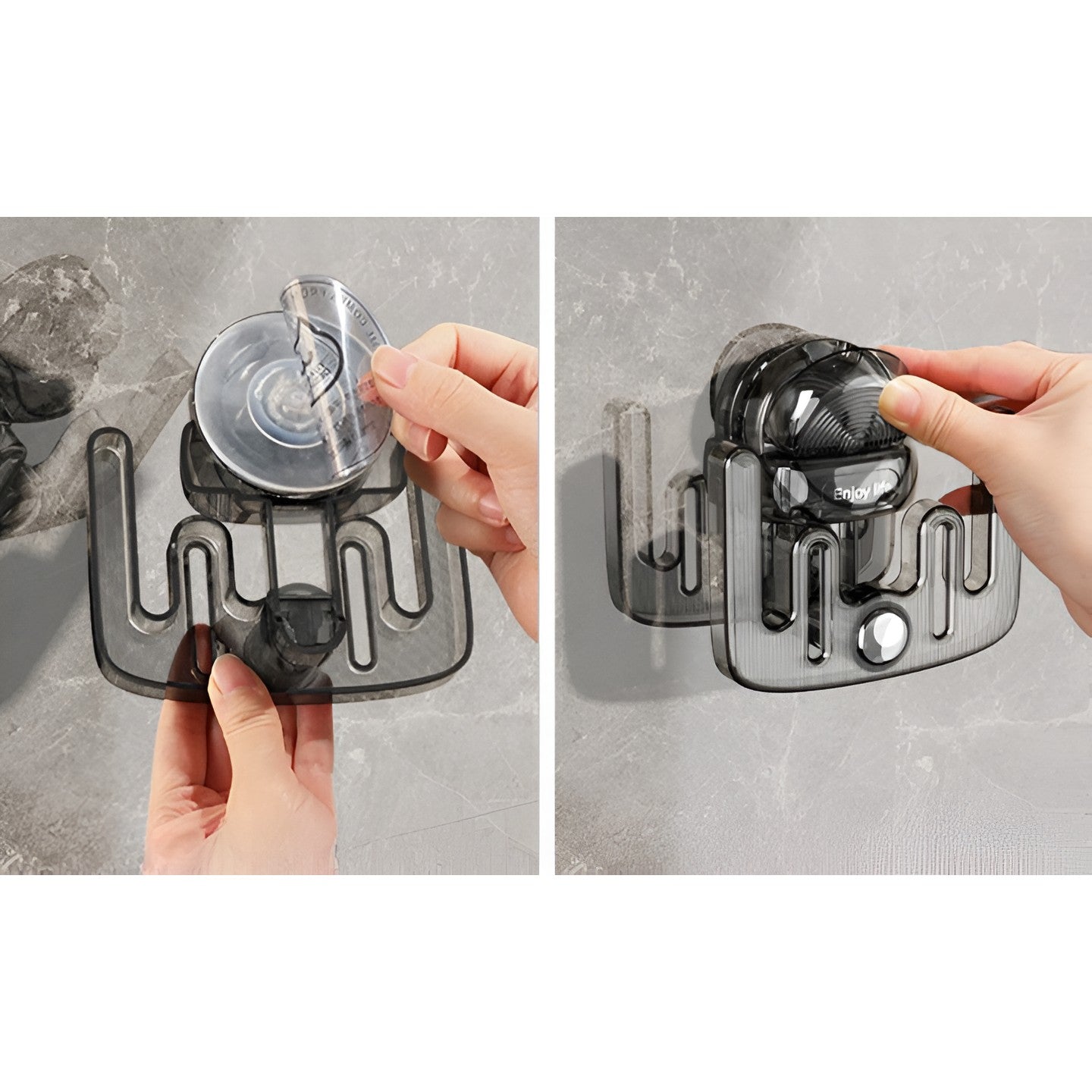 Suport pentru Incaltamintea de Casa, Flippy, fara Perforare, Montare pe Perete, Prindere Adeziva, 11.6x11x4.8cm, Gri Transparent-4