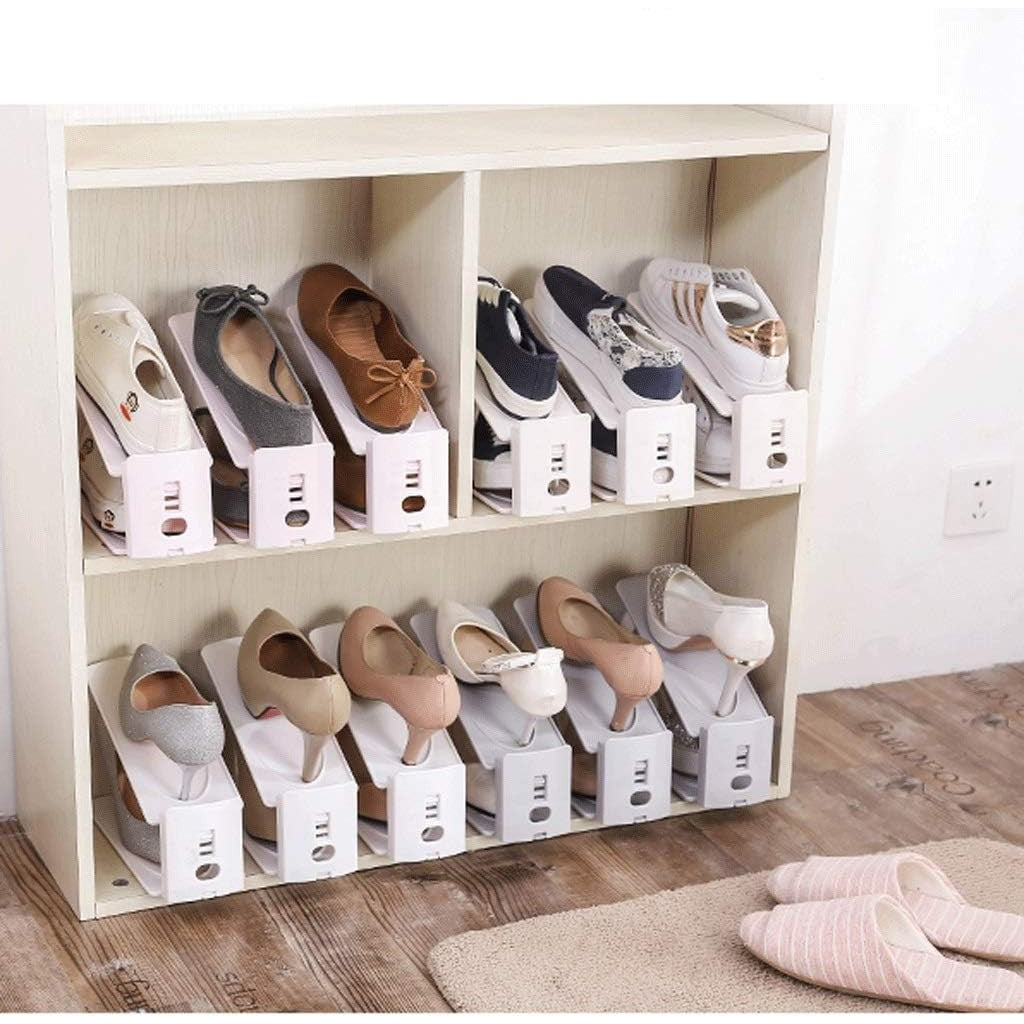 Suport pentru Pantofi, Flippy, din Plastic, Reglabil, 2 Niveluri, 27 x 10 x 20 cm, Alb-4