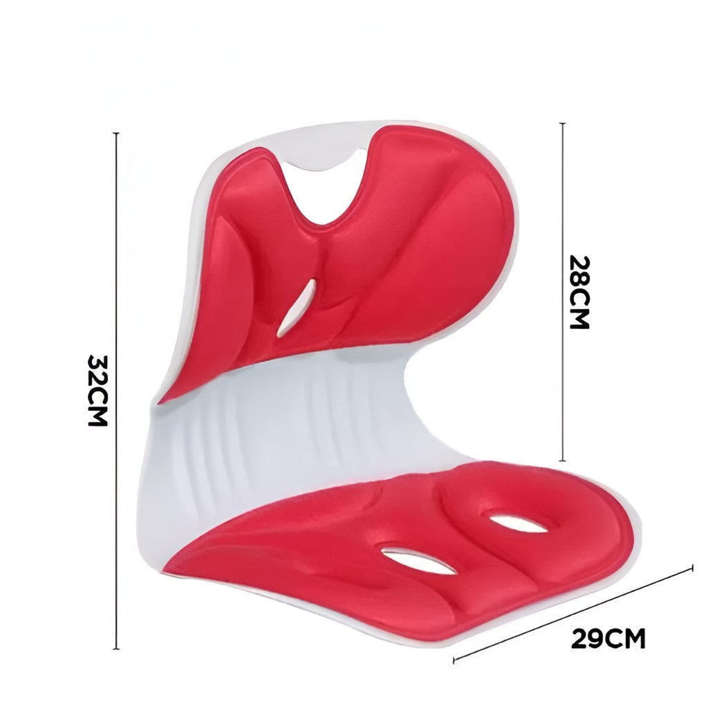 Suport pentru Scaun, Flippy, pentru Corectarea Posturii, Portabil, Ergonomic, Ameliorare Durere, Respirabil, 32x29x28 cm, Marime S, Rosu-2