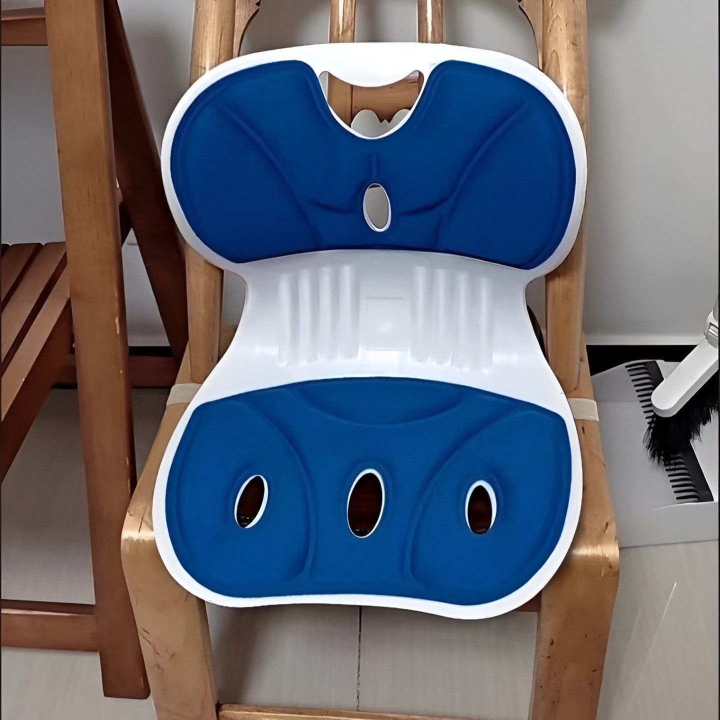 Suport pentru Scaun, Flippy, pentru Corectarea Posturii, Portabil, Ergonomic, Ameliorare Durere, Respirabil, 36x34x33 cm, Marime L, Albastru-2