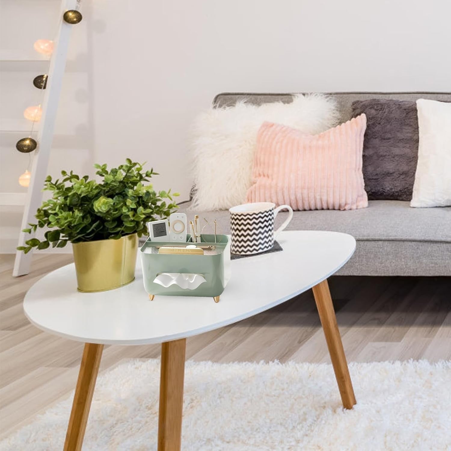 Suport pentru Servetele, Flippy, Cutie Multifunctionala, Design Minimalist, ABS, cu Suport pentru Obiectele Personale, pentru Birou, 21x15x13 cm, Verde-6