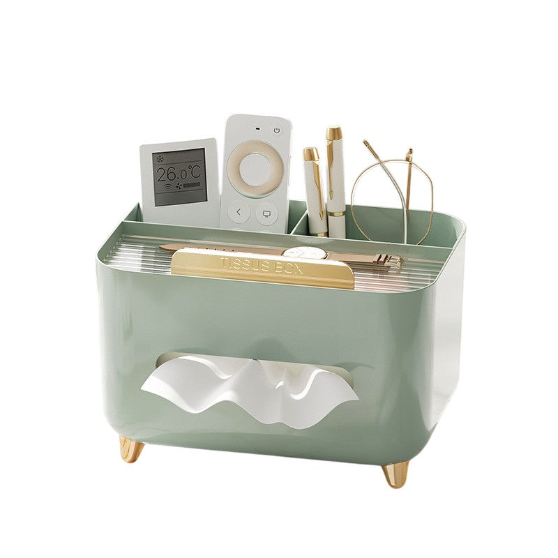 Suport pentru Servetele, Flippy, Cutie Multifunctionala, Design Minimalist, ABS, cu Suport pentru Obiectele Personale, pentru Birou, 21x15x13 cm, Verde-0