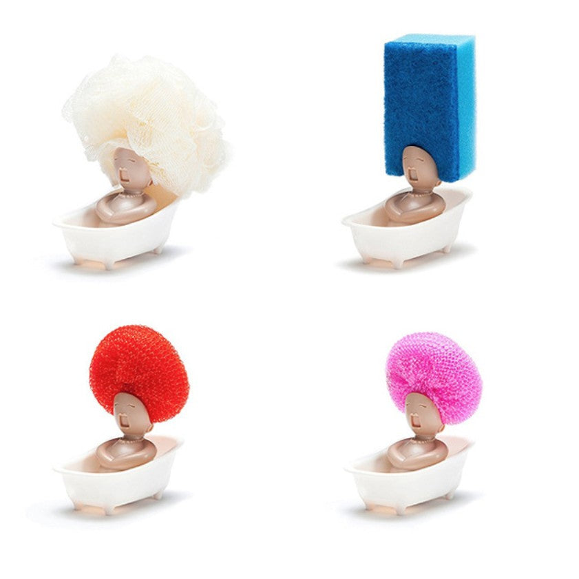 Suport pentru Spalat Vase, Flippy, pentru Burete/Sarma, Model Cada, Alb/Bej-2