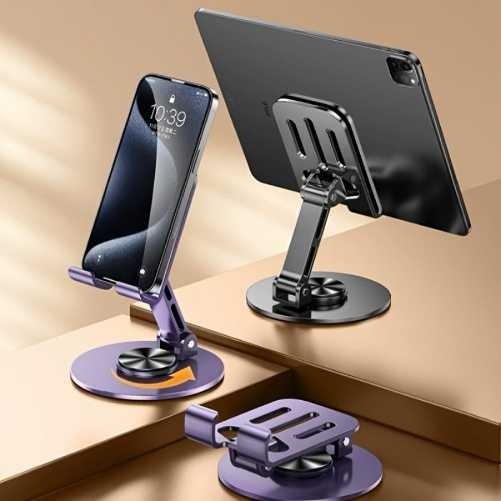 Suport de Birou pentru Telefon sau Tableta, Flippy, din Metal, Pliabil, 5.7 x 13.5 x 8.7 cm, Universal, Mov-2