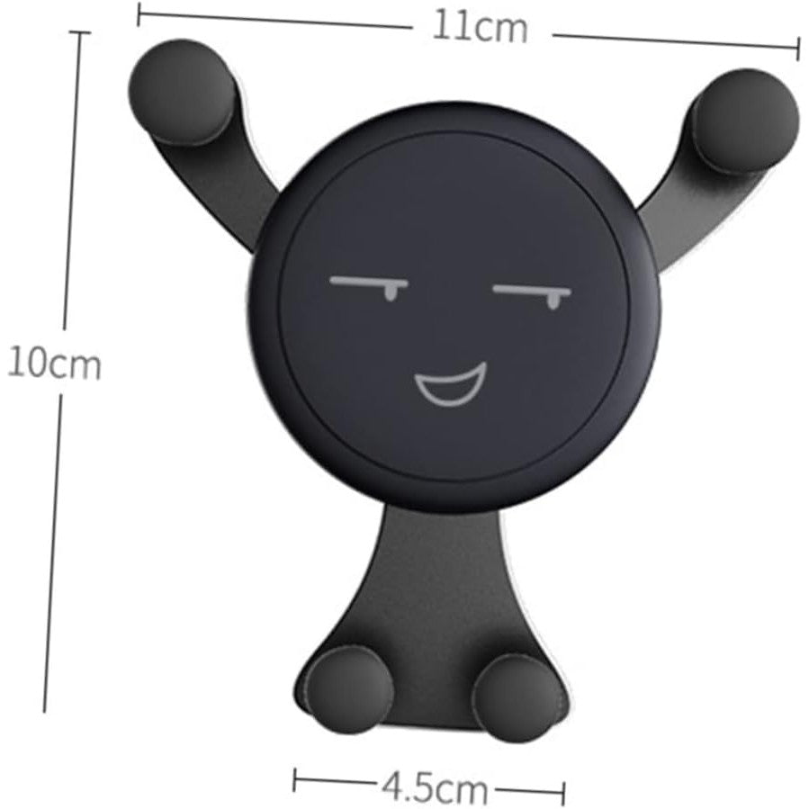Suport de Telefon, Flippy, pentru Ventilatie, din ABS si Silicon, 11 x 10 x 4 cm, pentru Telefon 4.0 - 6.0 inch, Model Smiley Face, Negru-2