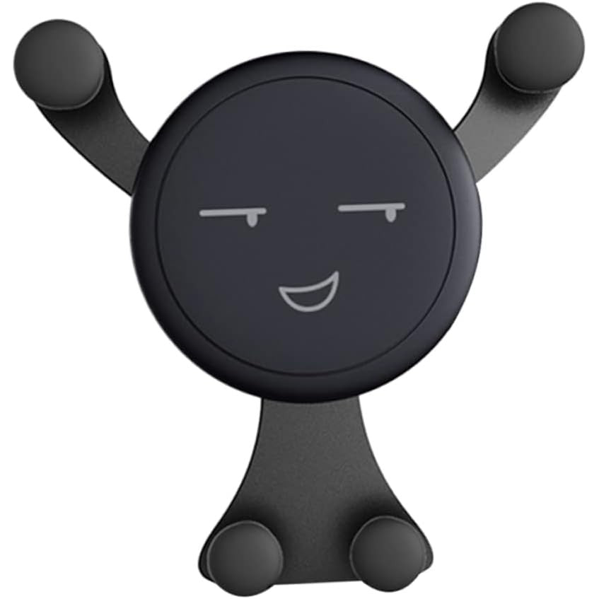Suport de Telefon, Flippy, pentru Ventilatie, din ABS si Silicon, 11 x 10 x 4 cm, pentru Telefon 4.0 - 6.0 inch, Model Smiley Face, Negru-3