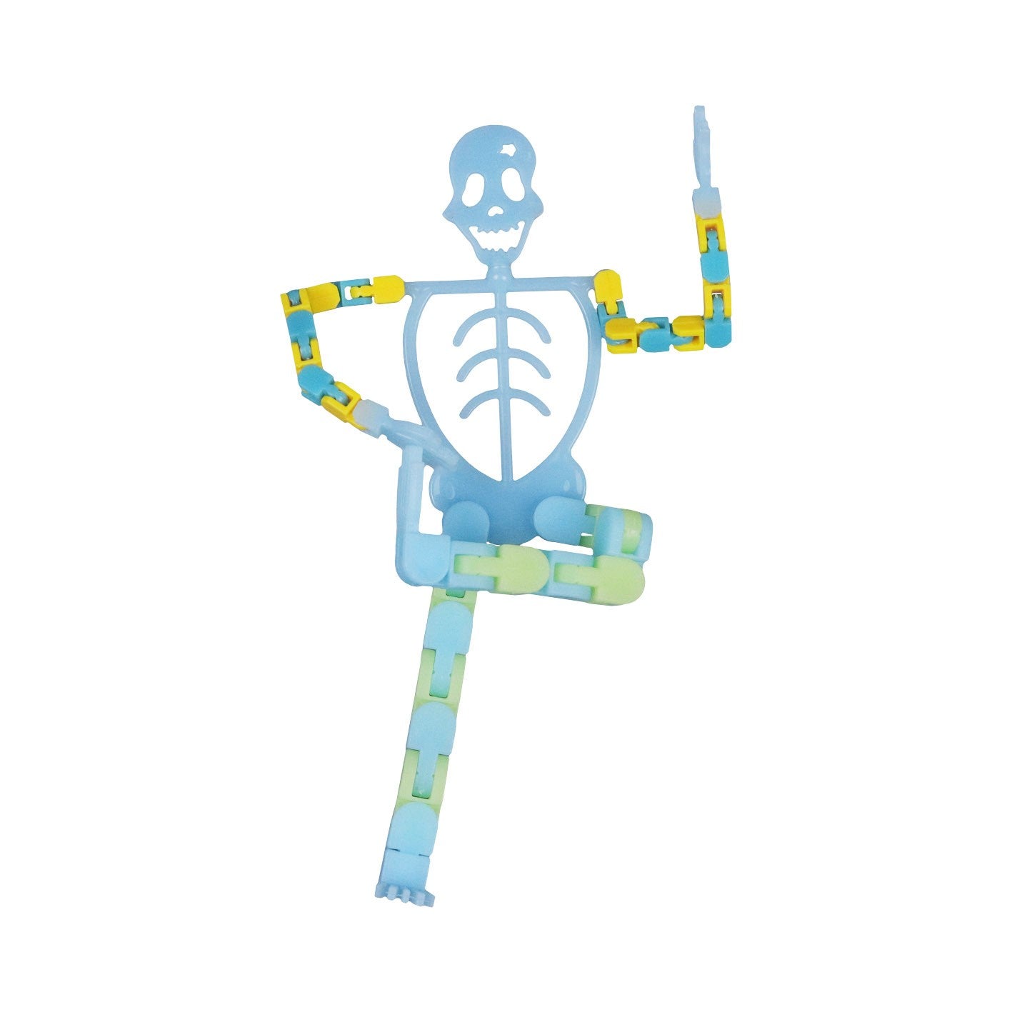Suport pentru telefon mobil, jucarie de decompresie pentru adulti, tip schelet luminos de Halloween, albastru, lungime 17 cm-1