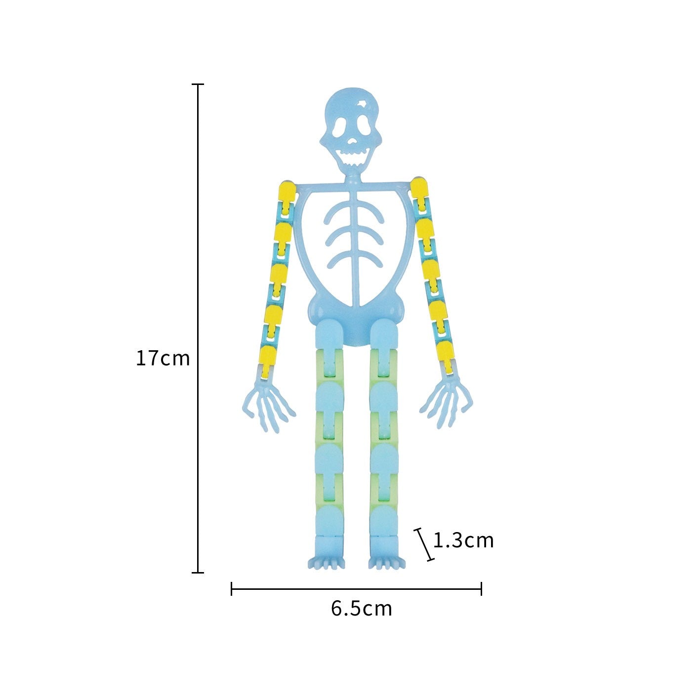 Suport pentru telefon mobil, jucarie de decompresie pentru adulti, tip schelet luminos de Halloween, albastru, lungime 17 cm-3