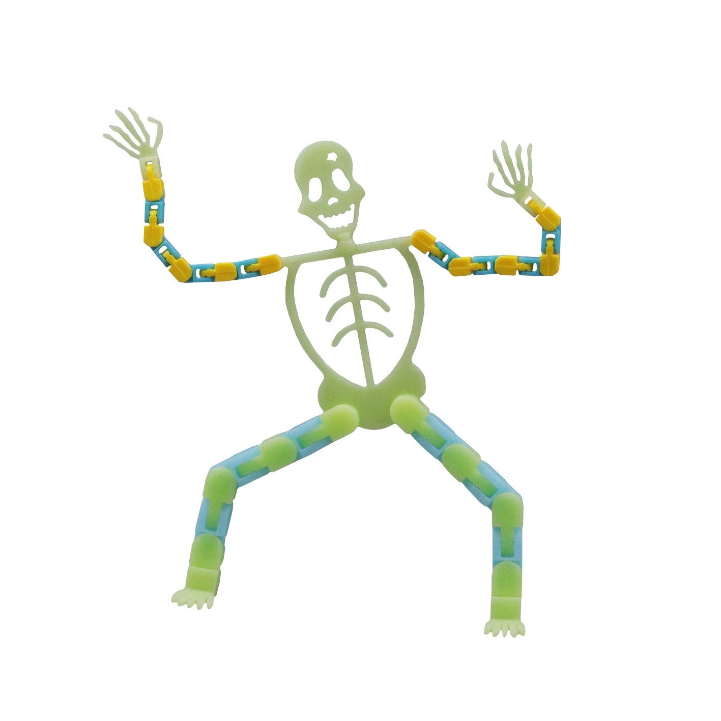Suport pentru telefon mobil, jucarie de decompresie pentru adulti, tip schelet luminos de Halloween, verde, lungime 17 cm-5