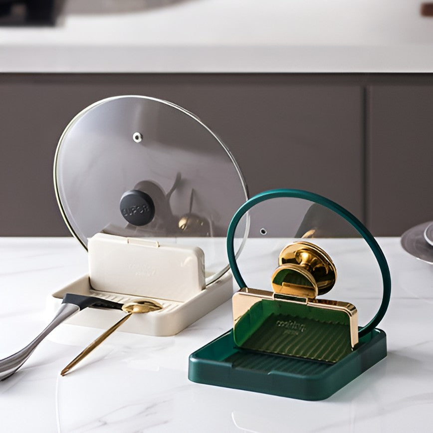 Suport Pliabil, Flippy, pentru Capace, Linguri, Multifunctional, Plasare pe Blatul de Bucatarie, 18.9x16.2x2.6 cm, Verde-3