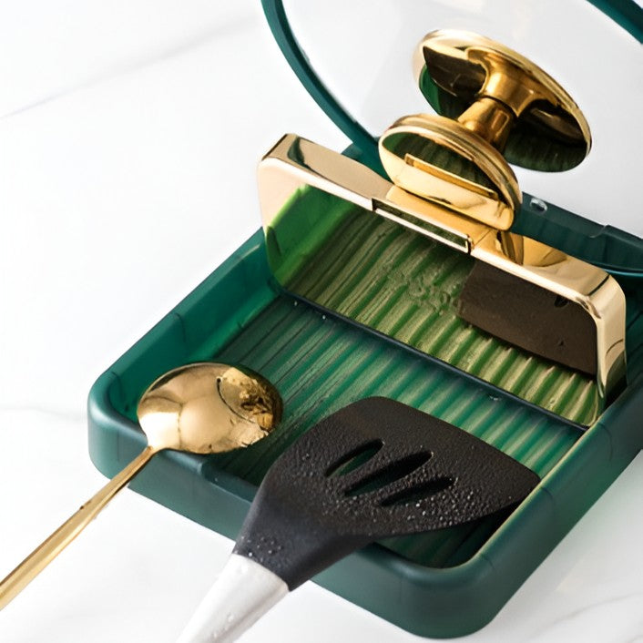 Suport Pliabil, Flippy, pentru Capace, Linguri, Multifunctional, Plasare pe Blatul de Bucatarie, 18.9x16.2x2.6 cm, Verde-4