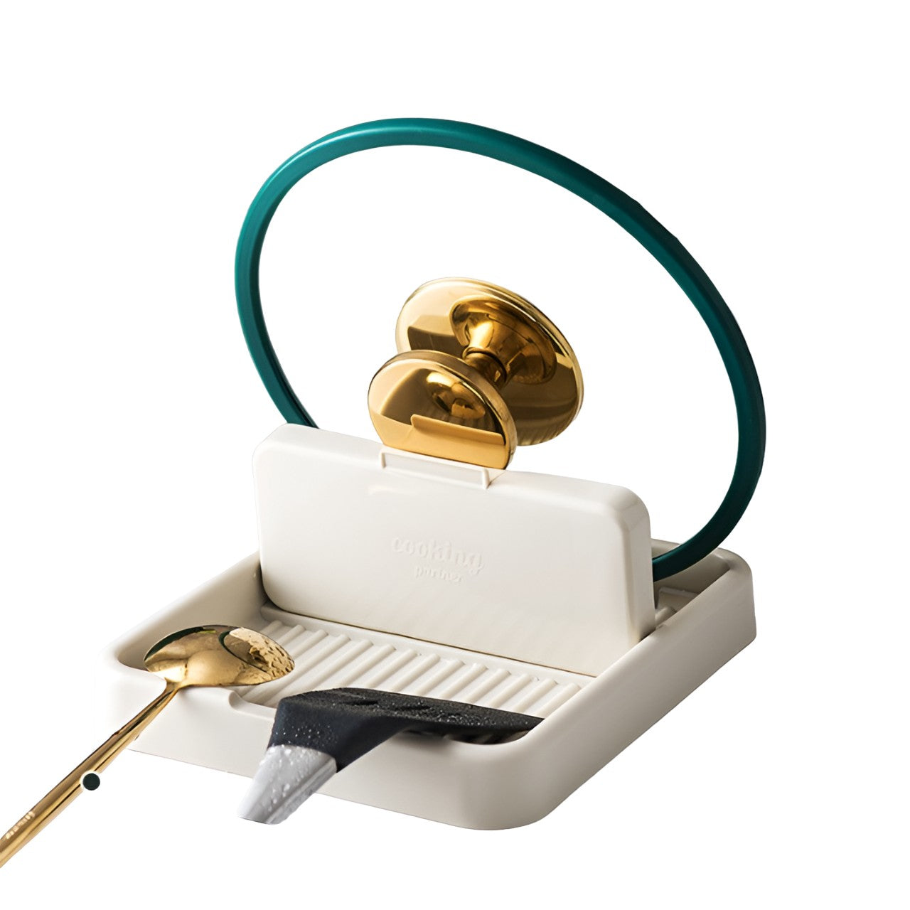 Suport Pliabil, Flippy, pentru Capace, Linguri, Multifunctional, Plasare pe Blatul de Bucatarie, 18.9x16.2x2.6 cm, Crem-0