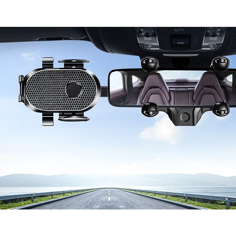 Suport Telefon Auto, Flippy, Pentru Oglinda Retrovizoare, din ABS, Reglabil 360°, Negru-2