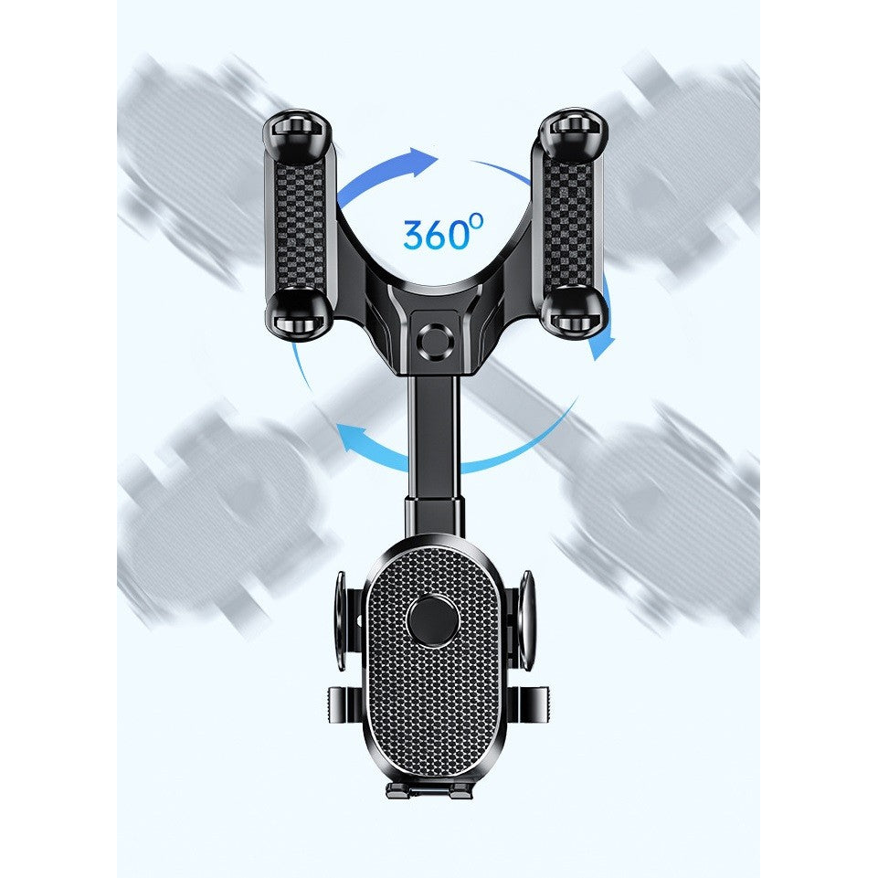 Suport Telefon Auto, Flippy, Pentru Oglinda Retrovizoare, din ABS, Reglabil 360°, Negru-3