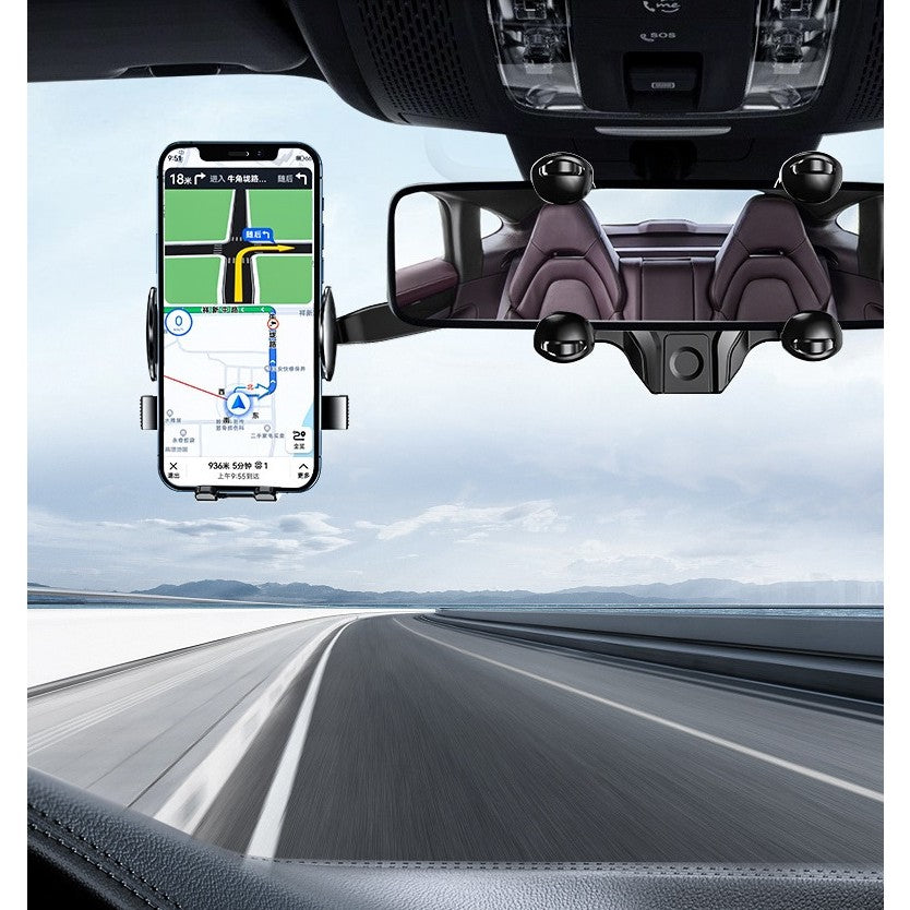 Suport Telefon Auto, Flippy, Pentru Oglinda Retrovizoare, din ABS, Reglabil 360°, Negru-7