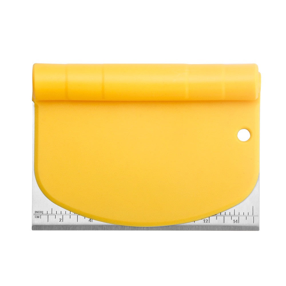Taietor aluat 15 x 10.5 cm Flippy, 2 in 1, lama otel inoxidabil, maner din ABS, gradat, paleta plastic, galben-0