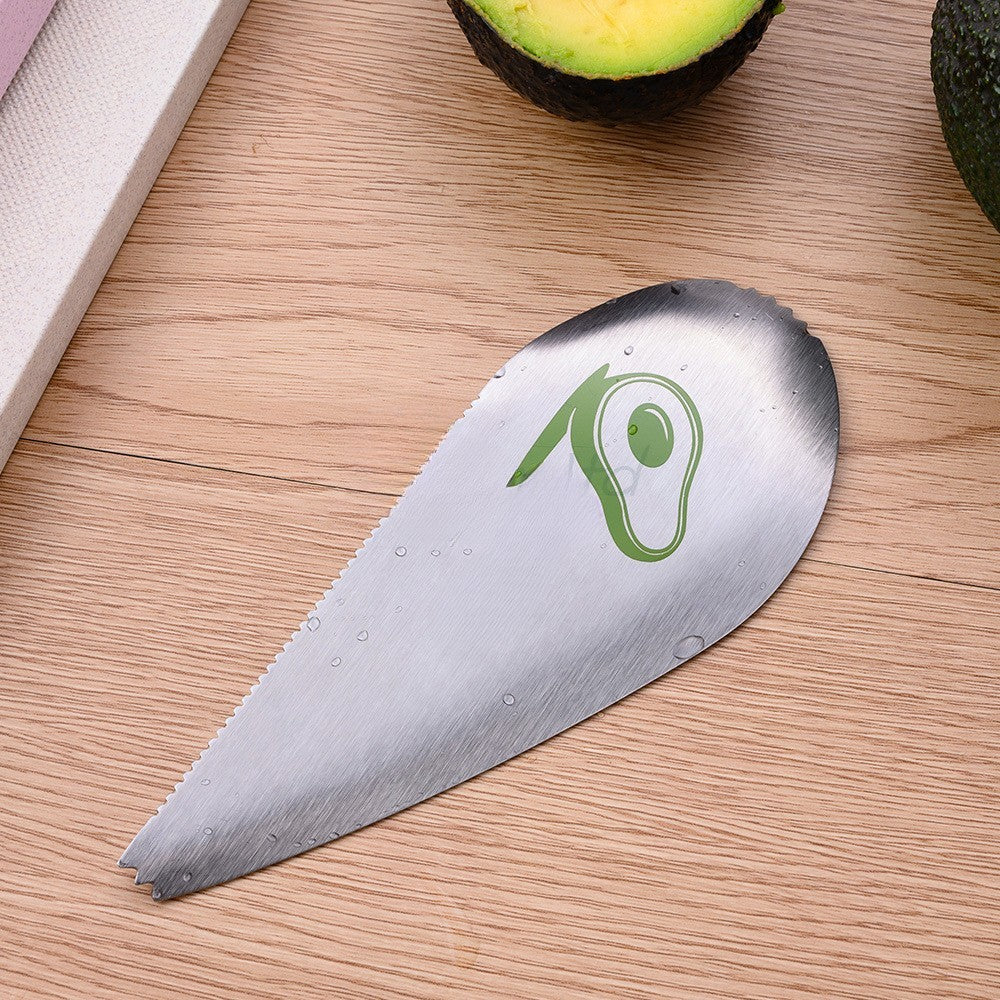 Taietor special pentru avocado Flippy, 3 in 1, forma curbata, zimti pentru apucare si taiere, din otel inoxidabil, 15 x 6 cm, gri-2