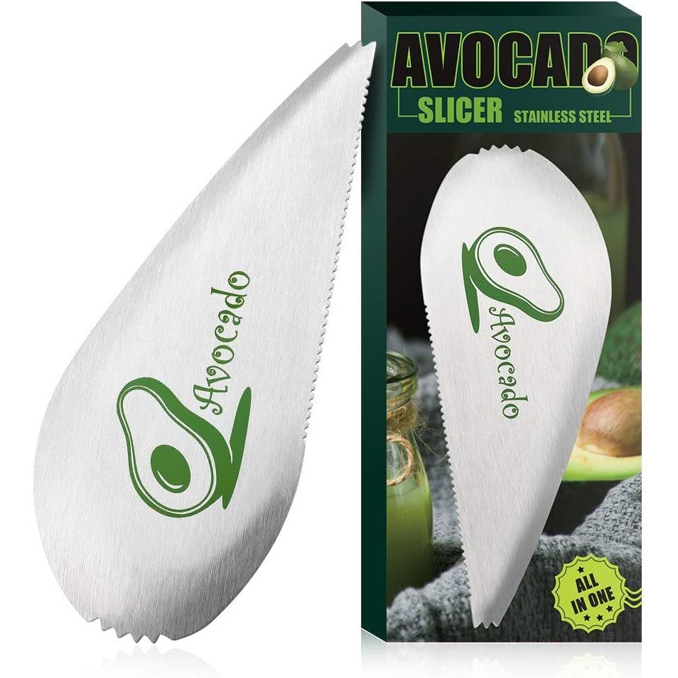 Taietor special pentru avocado Flippy, 3 in 1, forma curbata, zimti pentru apucare si taiere, din otel inoxidabil, 15 x 6 cm, gri-4