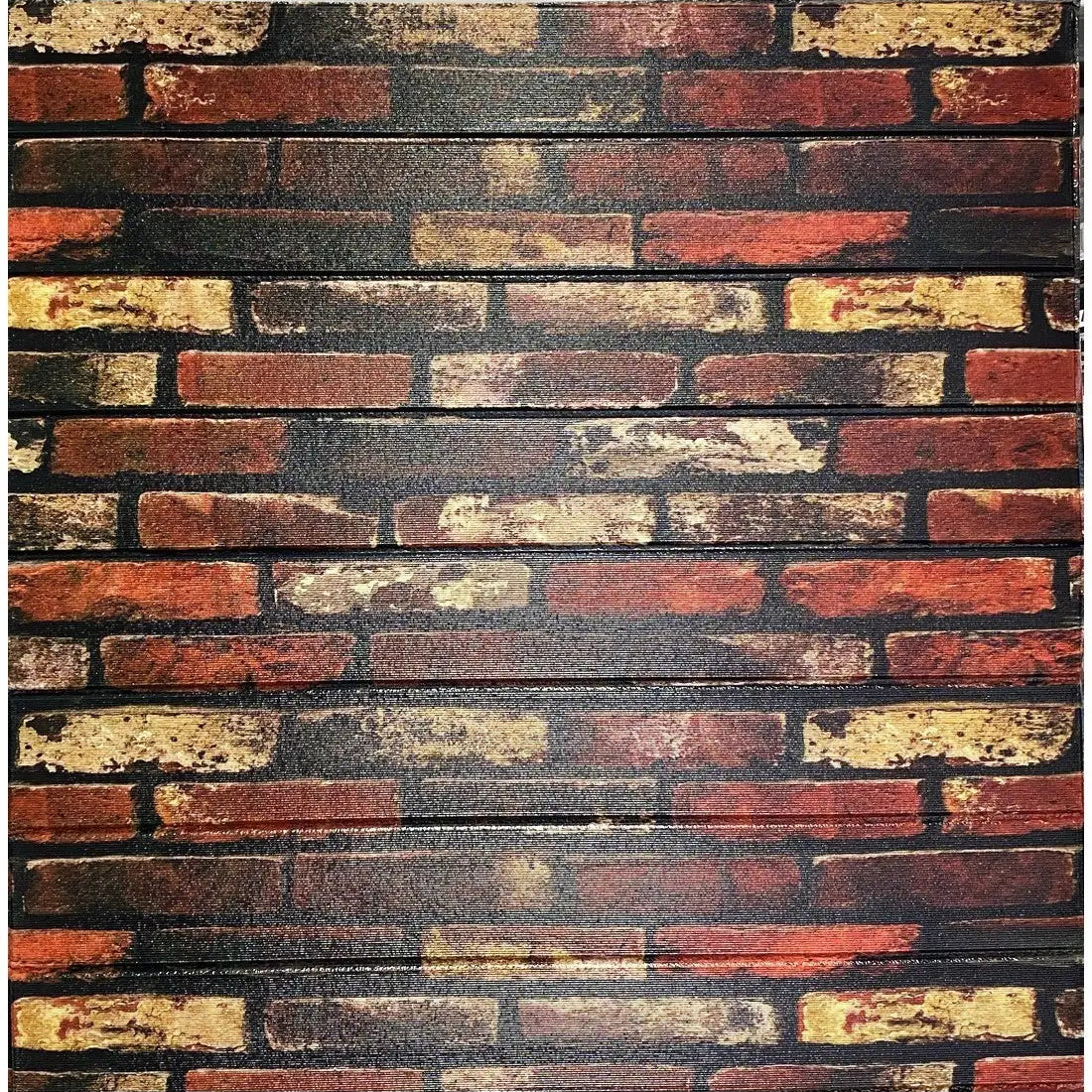 Tapet 3D autoadeziv caramizi rosu cu negru, 77 x 70 cm, spuma moale