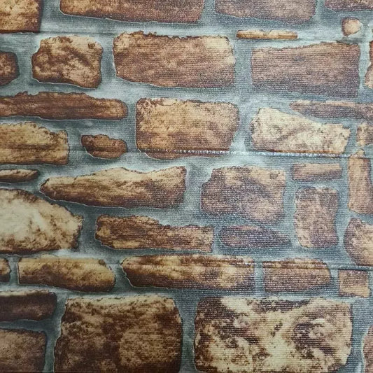 Tapet 3D Autoadeziv model piatra in relief maro roscat design modern rezistent la apa usor de curatat dimensiuni 77