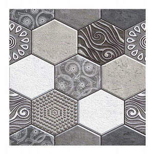 10 x Placi Tapet Autocolant 3D cu Imitatie de Marmura Hexagonala, pentru Perete Bucatarie Sufragerie, Usor de Curatat, Rezistent la Apa, Autoadeziv, 30x30 cm, Gri-0