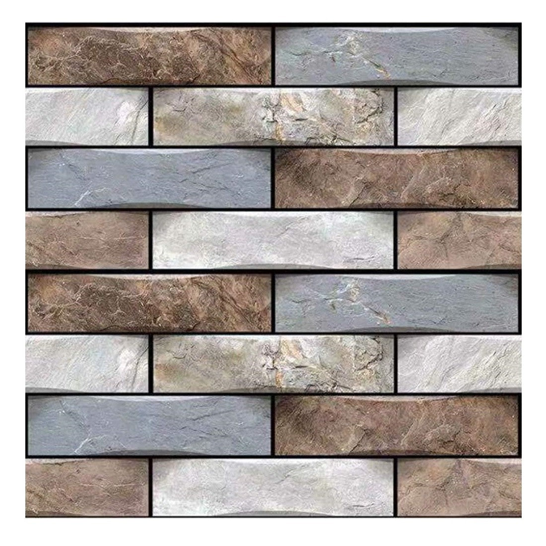 10 x Placi Tapet Autocolant 3D cu Imitatie de Marmura, pentru Perete Bucatarie Sufragerie, Usor de Curatat, Rezistent la Apa, Autoadeziv, 30x30 cm, Gri Maro Bej-0