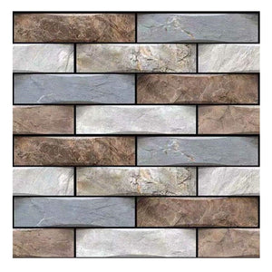 10 x Placi Tapet Autocolant 3D cu Imitatie de Marmura, pentru Perete Bucatarie Sufragerie, Usor de Curatat, Rezistent la Apa, Autoadeziv, 30x30 cm, Gri Maro Bej-0