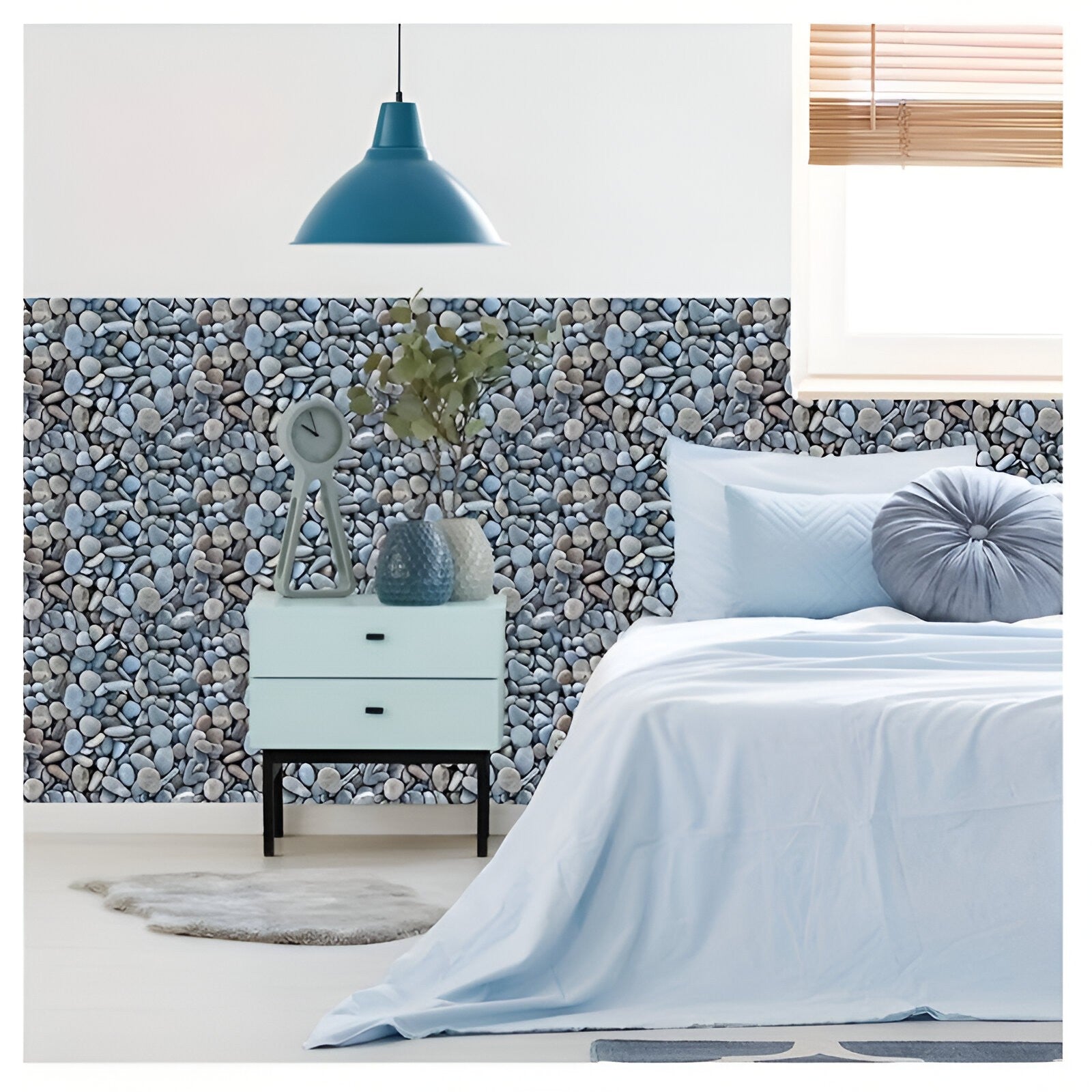 10 x Placi Tapet Autocolant 3D cu Imitatie de Pietre Mici, pentru Perete Bucatarie Sufragerie, Usor de Curatat, Rezistent la Apa, Autoadeziv, 30x30 cm, Gri-2