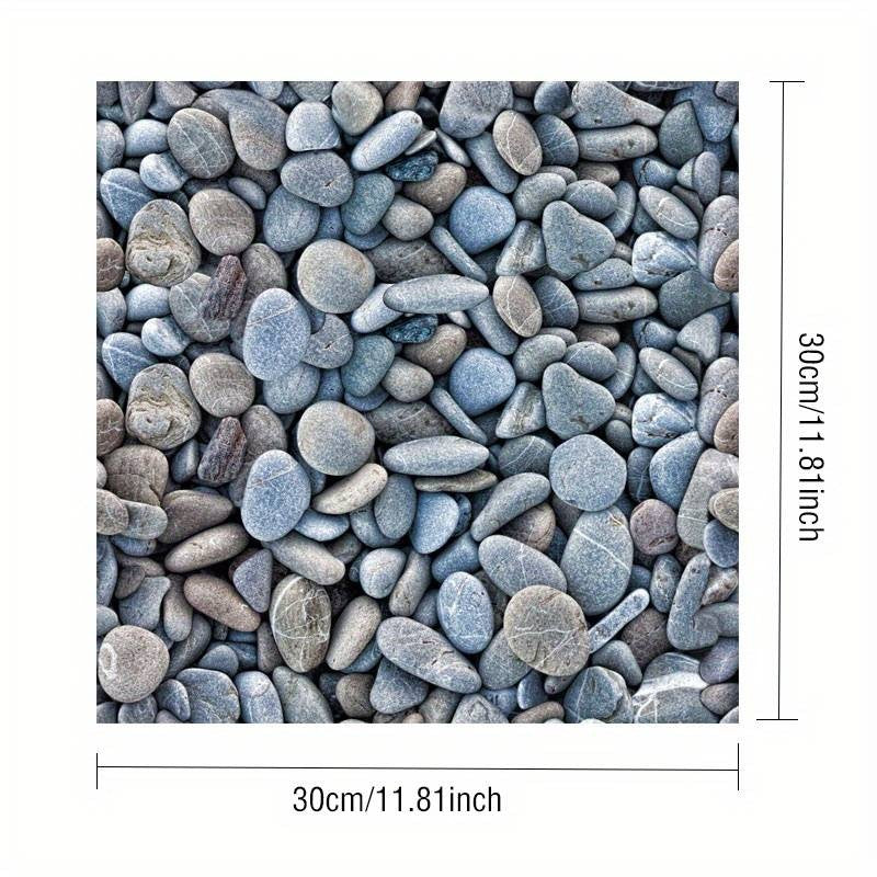 10 x Placi Tapet Autocolant 3D cu Imitatie de Pietre Mici, pentru Perete Bucatarie Sufragerie, Usor de Curatat, Rezistent la Apa, Autoadeziv, 30x30 cm, Gri-4