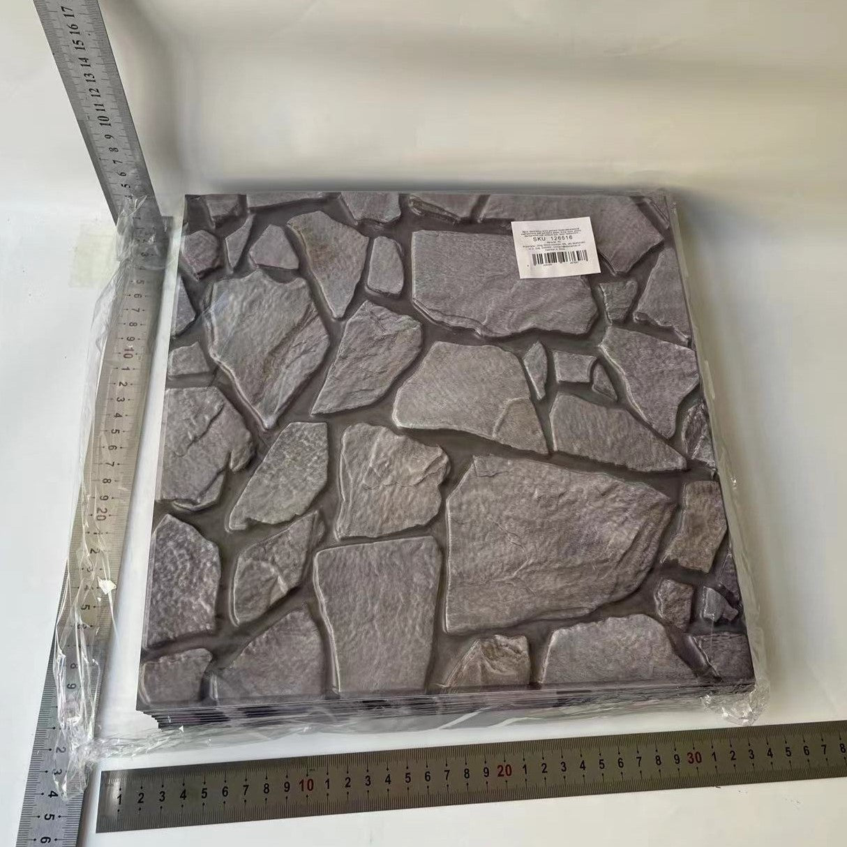 10 x Placi Tapet Autocolant 3D cu Imitatie de Pietre, pentru Perete Bucatarie Sufragerie, Usor de Curatat, Rezistent la Apa, Autoadeziv, 30x30 cm, Gri-1