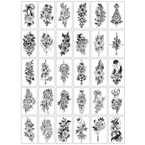 Set 30 tatuaje cu apa diverse modele, flori-0