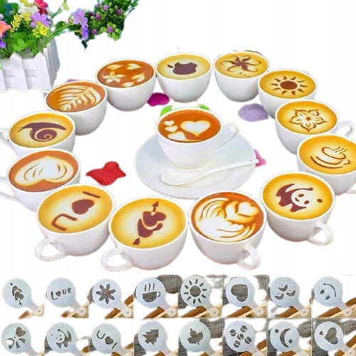Set 16 sabloane reutilizabile pentru ornarea desertului sau a cafelei-0