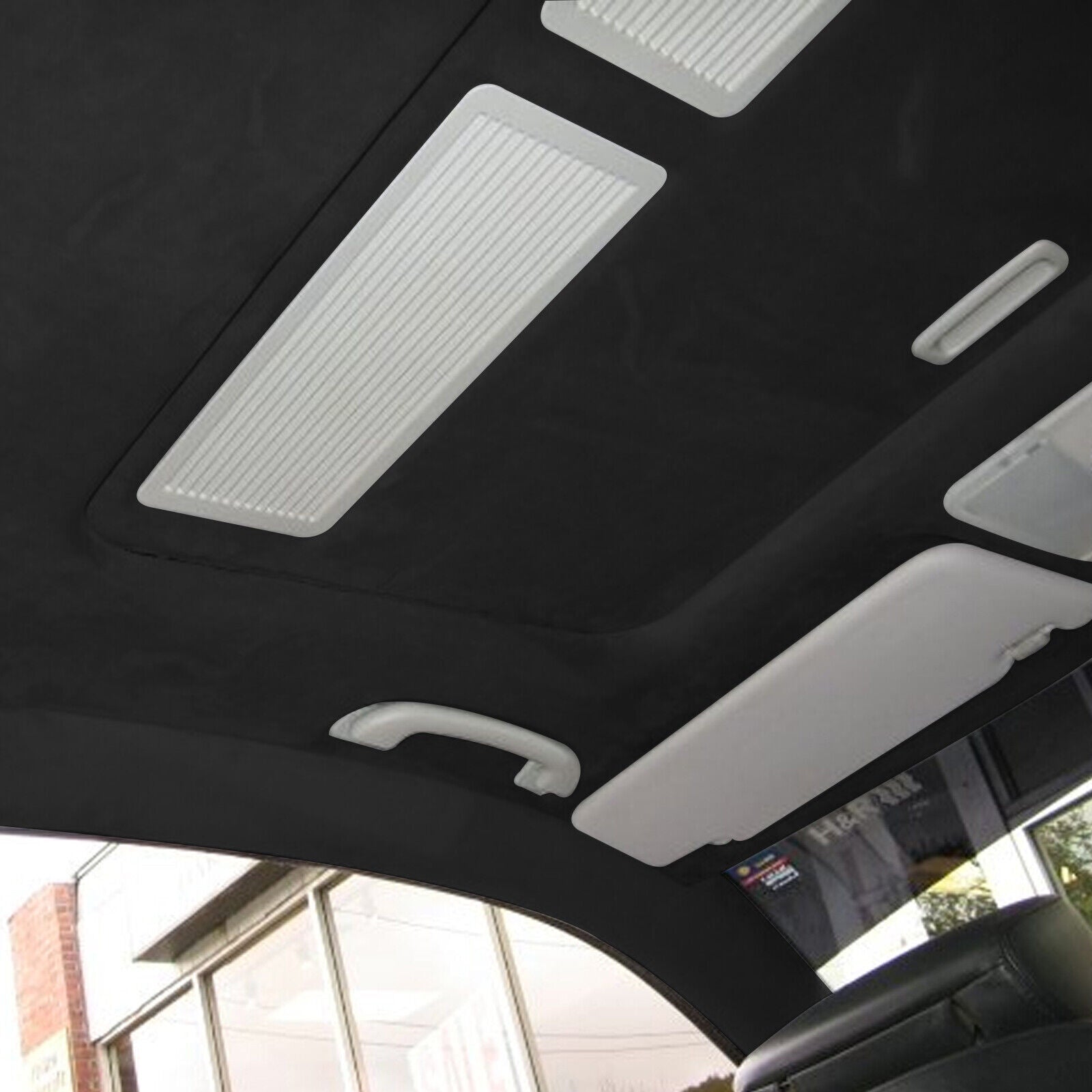Material pentru reconditionare plafon auto, material textil cu spate buretat, culoare Neagra, dimensiune 2m x 1,50m-0