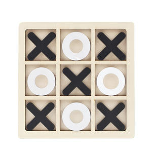 Jucarie Montessori Tic Tac Toe, Flippy, Educativa, Interactiva, din lemn, X si O, 9 Piese, 14.3x14.3 cm, Negru Alb-0