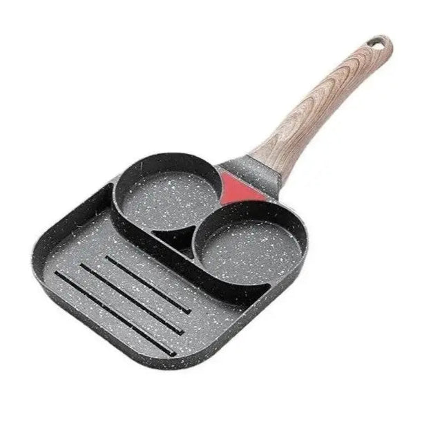 Tigaie antiaderenta cu 2 compartimente si zona de grill, material aliaj de aluminiu