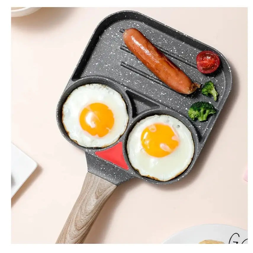 Tigaie antiaderenta cu 2 compartimente si zona de grill, material aliaj de aluminiu