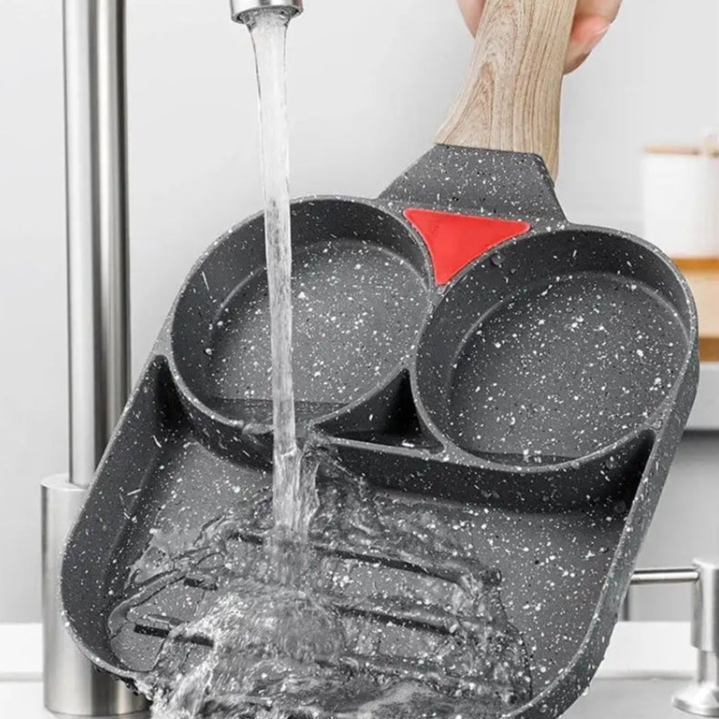 Tigaie antiaderenta cu 2 compartimente si zona de grill, material aliaj de aluminiu